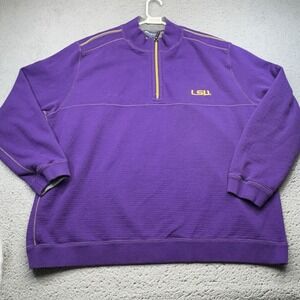 LSU Tigers Sweater Mens 2XL XXL Purple Zip Reversible NCAA Football Tommy Bahama